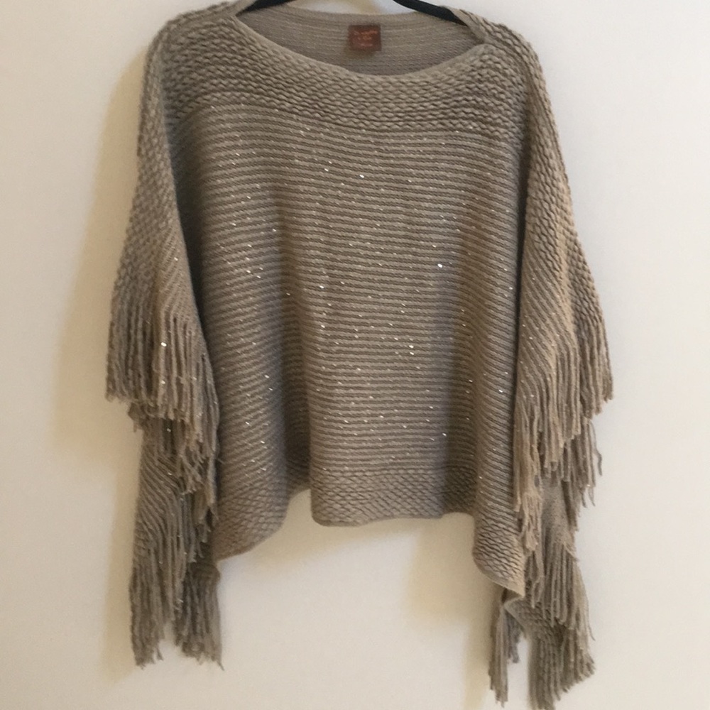 Soft sparkly taupe poncho